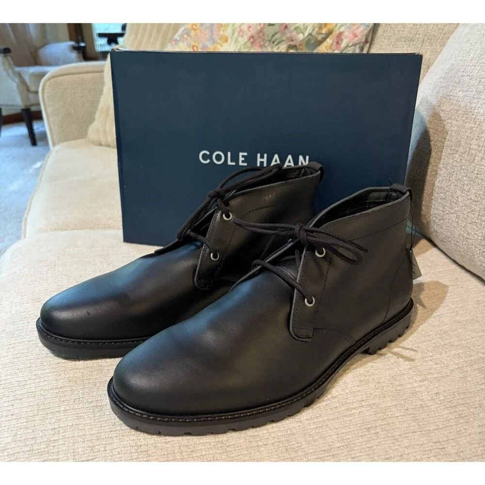 Cole Haan Midland Leather Chukka Boot Men’s Size 12M Black NIB Water Resistant